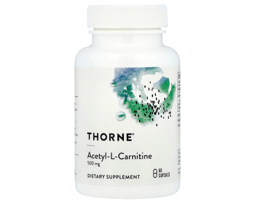 Ацетил карнітин, Acetyl-L-Carnitine, Thorne, 500 мг, 60 капсул