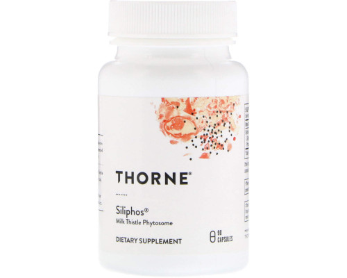 Розторопша, Siliphos, Thorne, фітосома розторопші плямистої, 90 капсул (180 мг на капсулу)