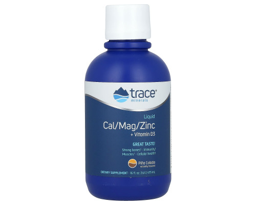 Кальцій, магній, цинк та вітамін D3, Cal/Mag/Zinc, Trace, 1200 мг/600 мг/15 мг, рідкий, 473 мл