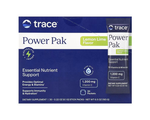 Електроліти, Electrolyte Stamina PowerPak, Trace, лимон-лайм, 30 пакетів по 6,1 г