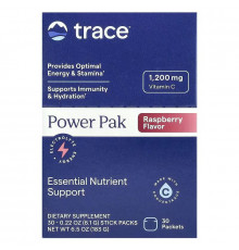 Електроліти, Electrolyte Stamina Power Pak, Trace, малина, 30 пакетів по 6.1 г