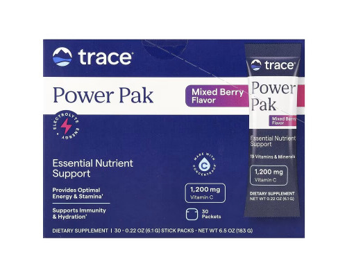 Електроліти, Electrolyte Stamina Power Pak, Trace, суміш ягід, 30 пакетів, 6.1 г