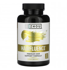 Премиум-формула для роста волос, Hairfluence, Zhou Nutrition, 60 вегетарианских капсул