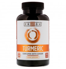 Куркума + имбирь, Turmeric with Ginger, Zhou Nutrition, 90 вегетарианских капсул