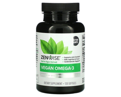 Омега-3 для веганів, Vegan Omega-3, Zenwise Health, 120 гелевих капсул