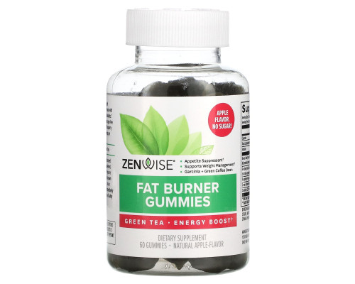 Жироспалювач, Fat Burner Gummies, Zenwise Health, яблуко, 60 жувальних цукерок
