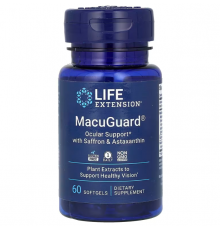 Здоров'я очей: комплекс із шафраном та астаксантином, Ocular Support, Life Extension, 60 м'яких капсул