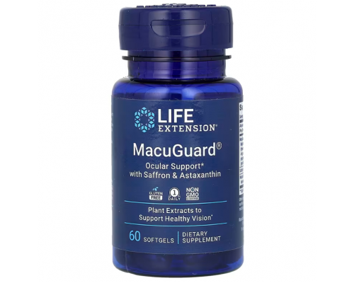 Здоров'я очей: комплекс із шафраном та астаксантином, Ocular Support, Life Extension, 60 м'яких капсул