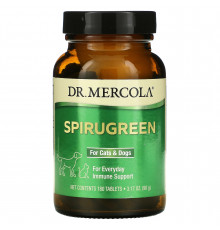 Імунний захист тварин, SpiruGreen, Dr. Mercola, для котів та собак, 180 таблеток (90 г)