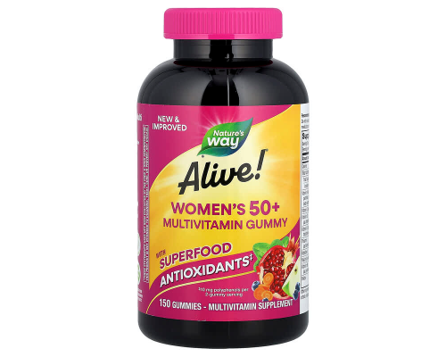 Мультивітаміни для жінок віком від 50 років, Women's 50+ Gummy, Nature's Way, Alive!, суміш ягід, 150 жувальних таблеток