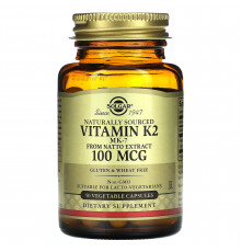 Вітамін К2, Naturally Sourced Vitamin K2, Solgar, натуральний, 100 мкг, 50 вегетаріанських капсул