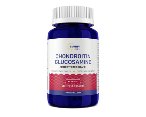 Хондроїтин та глюкозамін, Chondroitin та Glucosamine Powerful, Sunny Caps, 60 капсул