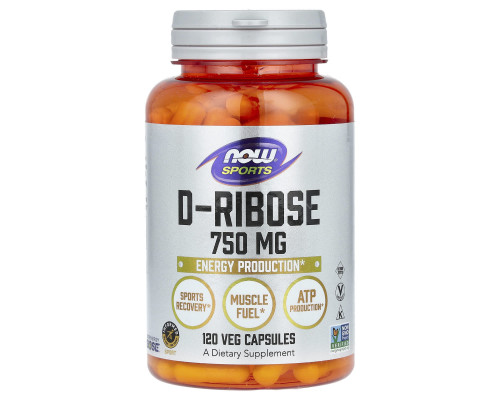D-рибоза, D-Ribose, Now Foods, Sports, 750 мг, 120 вегетаріанських капсул