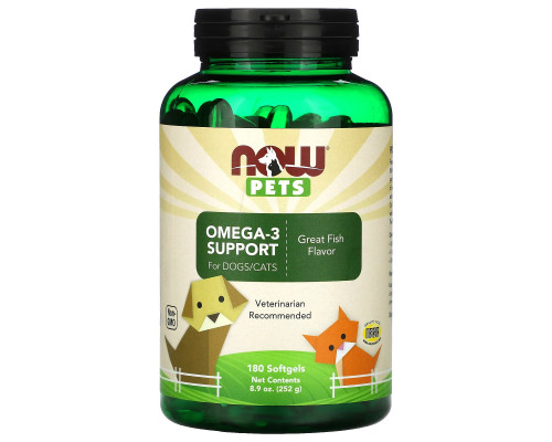 Омега-3 для кішок і собак, Omega-3 for Dogs / Cat, Now Foods, відмінна риба, 180 капсул, 252 г