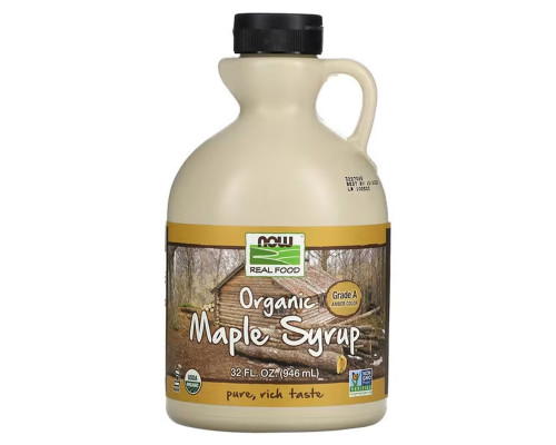 Кленовий сироп (бурштиновий), Maple Syrup, Now Foods, Real Food, органік, сорт А, 946 мл