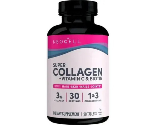 Колаген + вітамін С та біотин, Collagen, + Vitamin C & Biotin, NeoCell, супер, 90 таблеток