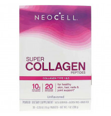 Коллагеновые пептиды, Super Collagen Peptides, Neocell, без вкуса, 20 стиков, по 10 г каждый