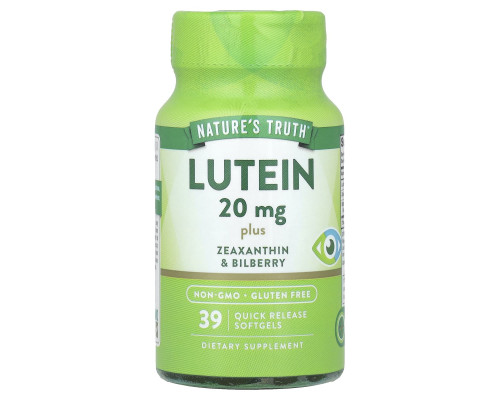 Лютеїн плюс зеаксантин та чорниця, Lutein, Nature's Truth, 39 гелевих капсул швидкого вивільнення