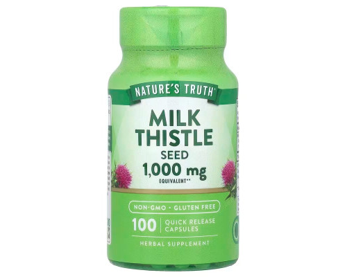 Розторопша, Milk Thistle Seed Extract, Nature's Truth, екстракт насіння, 1000 мг, 100 швидкодіючих капсул
