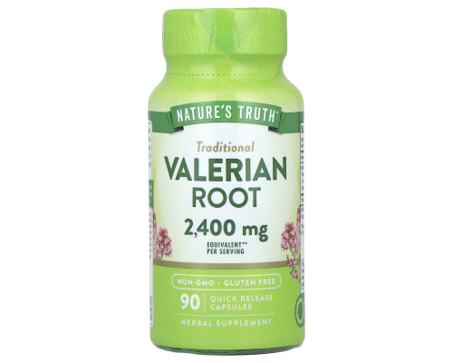 Валеріана, Valerian Root, Nature's Truth, корінь, 2400 мг, 90 капсул швидкого вивільнення (1200 мг на капсулу)