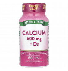 Кальций + витамин D3, Calcium + D3, Nature's Truth, 60 каплет