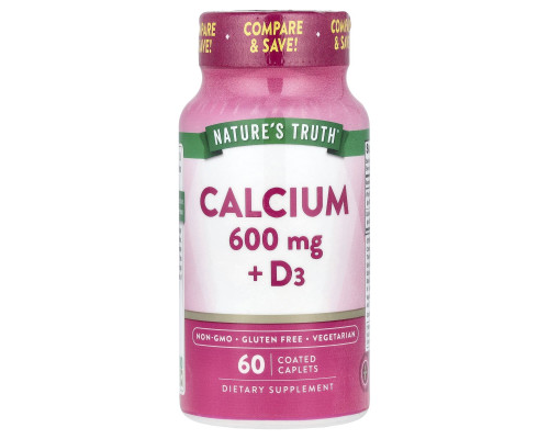 Кальцій + вітамін D3, Calcium + D3, Nature's Truth, 60 каплет