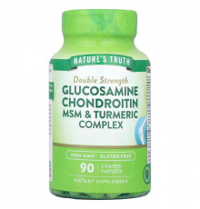 Глюкозамин, хондроитин, МСМ и куркума, Glucosamine Chondroitin MSM & Turmeric Complex, Nature's Truth, комплекс, двойная сила, 90 каплет