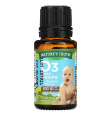 Витамин D3, D3 Baby Drops, Vitamins, Nature's Truth, капли для новорожденных детей и старше, 400 МЕ, 9,2 мл