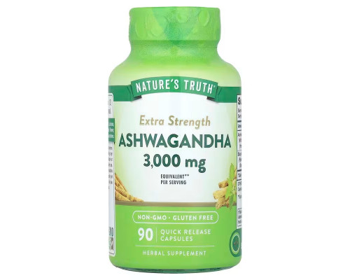 Ашваганда, посилена, Extra Strength Ashwagandha, Nature's Truth, 3000 мг, 90 капсул швидкого вивільнення (1500 мг на капсулу)