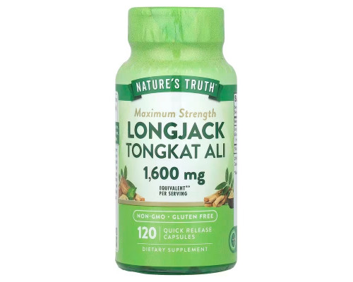 Еврікома довголиста, Longjack Tongkat Ali, Nature's Truth, 1600 мг, 120 капсул зі швидким вивільненням (800 мг в 1 капсулі)