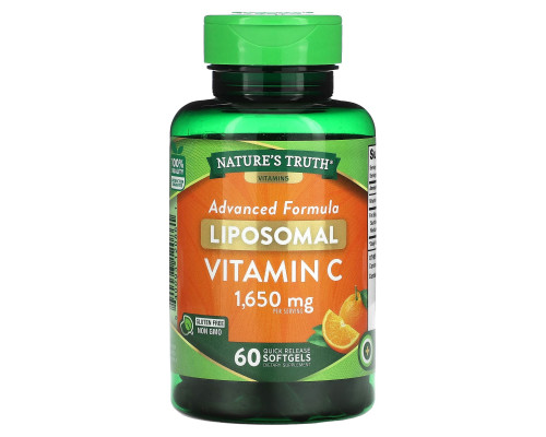 Вітамін С, Liposomal Vitamin C, Nature's Truth, ліпосомальний, 1650 мг, 60 гелевих капсул швидкого вивільнення (550 мг у капсулі)