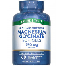 Магний глицинат, Magnesium Glycinate (Mag Set), Nature's Truth, с высокой степенью усвоения, 250 мг, 60 гелевых капсул