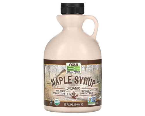 Кленовий сироп, Maple Syrup, NOW Foods, Real Food, органік, сорт А, темний, 946 мл