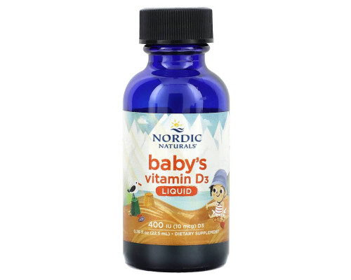 Вітамін D3 для дітей, Baby's Vitamin D3, Nordic Naturals, рідкий, 10 мкг (400 МО), 22,5 мл