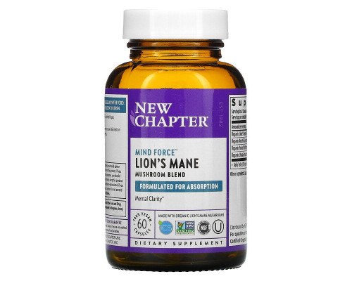Їжовик гребінчастий, Lion's Mane, New Chapter, 60 веганських капсул.