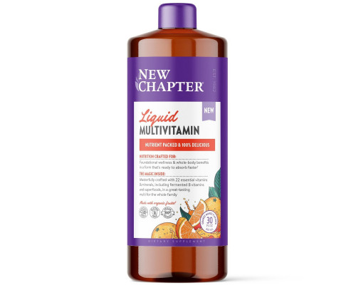 Мультивітаміни для всієї родини, Vegan Liquid Multivitamin for Whole Family, New Chapter, рідкі, веган, апельсин-манго, 887 мл