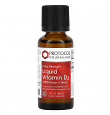 Витамин D3, Liquid Vitamin D3, Protocol for Life Balance, повышенная сила, 2000 МЕ, 30 мл