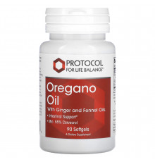 Олія орегано з оліями імбиру та фенхелю, Oregano Oil, Protocol for Life Balance, 90 гелевих капсул