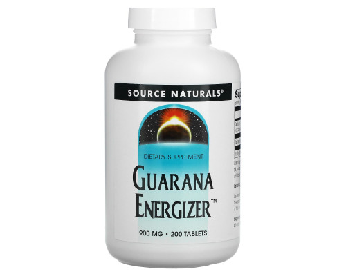 Гуарана, Guarana Energizer, Source Naturals, 900 мг, 200 таблеток