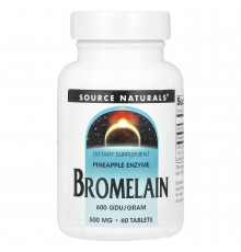 Бромелайн, Bromelain, Source Naturals, 600 ГДУ/грам, 500 мг, 60 таблеток