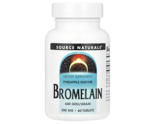 Бромелайн, Bromelain, Source Naturals, 600 ГДУ/грам, 500 мг, 60 таблеток