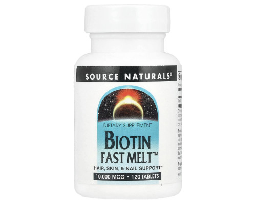 Біотин, Biotin Fast Melt, Source Naturals, 10000 мкг, 120 таблеток