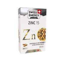 Цинк, ZINC blister, Swiss Energy, 15 мг, 30 веганських капсул
