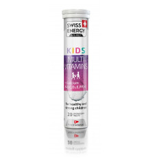 Мультивитамины с кальцием, для детей от 7 лет, KIDS Multivitamins + Calcium CH, Swiss Energy, для роста и развития, 20 растворимых таблеток