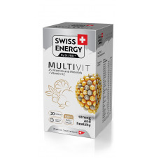 Мультивітаміни з вітаміном К2, MULTIVIT 25 Vitamins and Minerals+Vitamin K2, Swiss Energy, 25 вітамінів та мінералів, 30 капсул