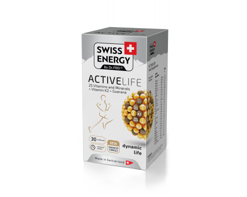 Вітаміни та мінерали з гуараною, ACTIVELIFE 25 Vitamins and Minerals+Vitamin K2+Guarana, Swiss Energy, 30 капсул