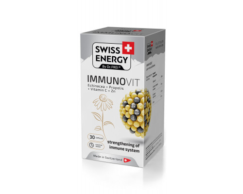 Підтримка імунітету, IMMUNOVIT Echinacea+Propolis+Vitamin C+Zn, Swiss Energy, 30 капсул