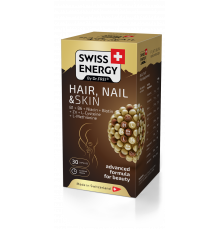 Здоров'я шкіри, волосся та нігтів, HAIR, NAIL & SKIN B1+B6+Niacin+Biotin+Zn+L-Cys+L-Met, Swiss Energy, 30 капсул
