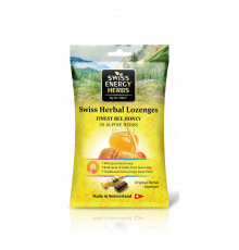 Леденцы от простуды, Herbal Lozenges Bag 20 herbs + Honey, Swiss Energy, от кашля, боли в горле и заложенности носа, 20 альпийский трав и горный мед, 12 травяных леденцов (55 г)