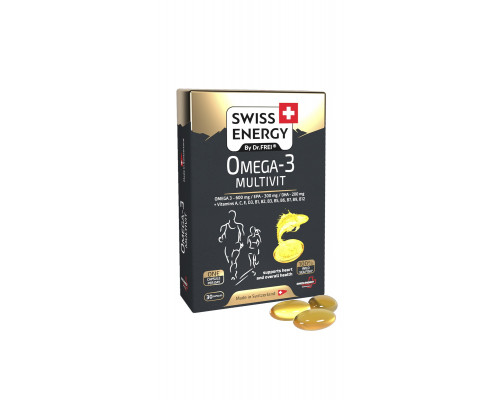 Мультивітаміни з Омега-3, Omega-3 MULTIVIT blister, Swiss Energy, 12 вітамінів, 30 гелевих капсул